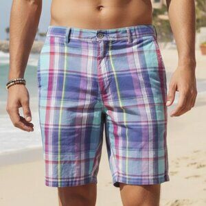 Vintage Ralph Lauren India Madras Plaid Shorts Size 40 Tall/Long